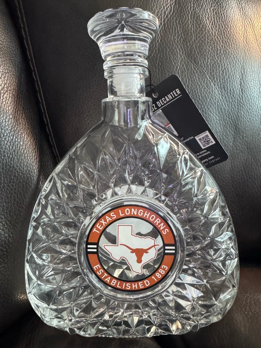 Texas Longhorns 26 Oz Glass Whiskey Decanter The Memory Company NCAA NWT